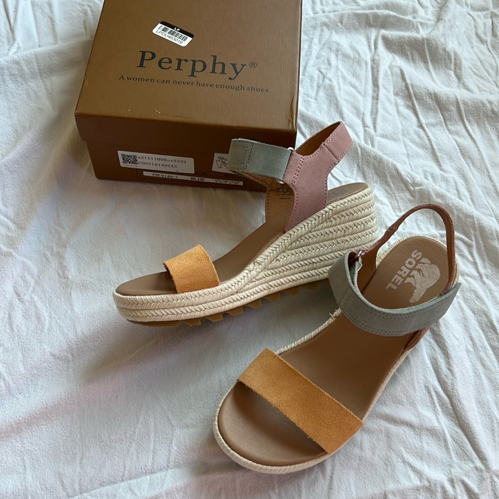 SOREL Cameron Suede Wedge Sandals
